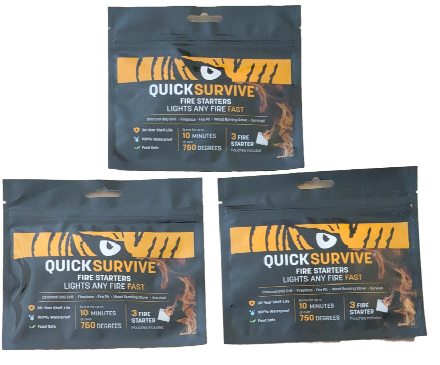 QUICKSURVIVE All Purpose Waterproof Fire Starters Campfires Fire Pit Fireplace