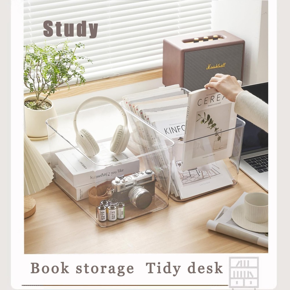Clear plastic storage bins with LIDS,storage containers for snacks, cosmetics...