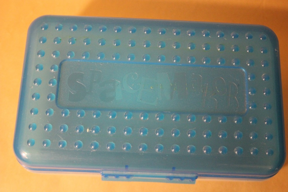 Spacemaker Pencil Box Light Blue & Frosted Vintage 90's Plastic Storage Case