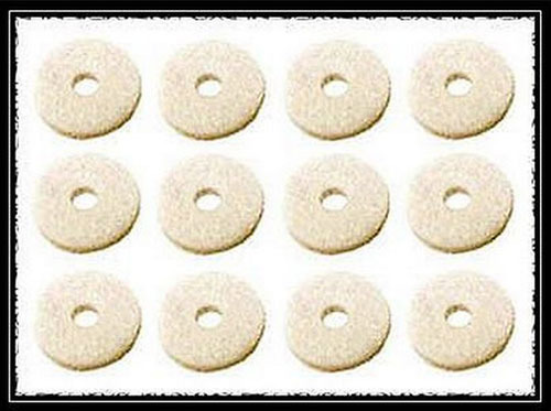 12 White Felt Washers for Guitar Strap Button/Endpin