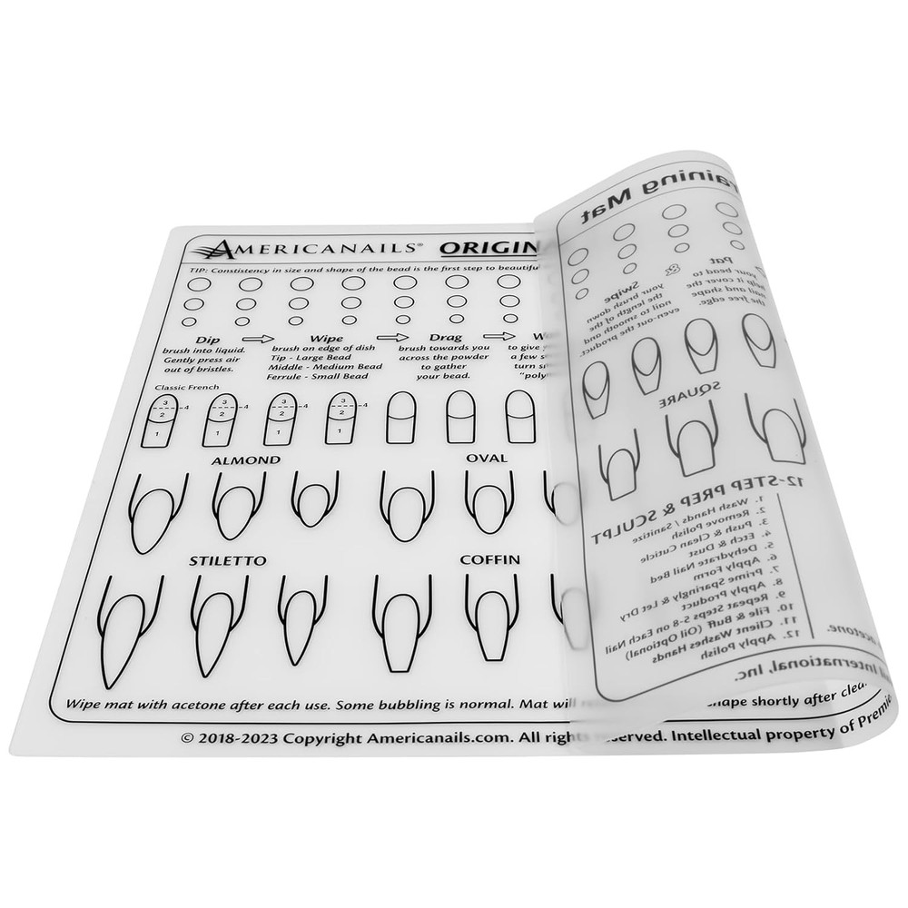Acrylic Nail Training Mat - Silicone Trainer Sheet for Application Practice