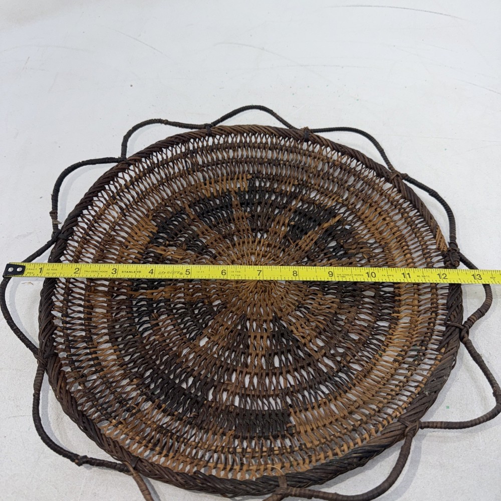 Brown &Tan Rattan Boho Wall Decor – Round Flat Wall Decor