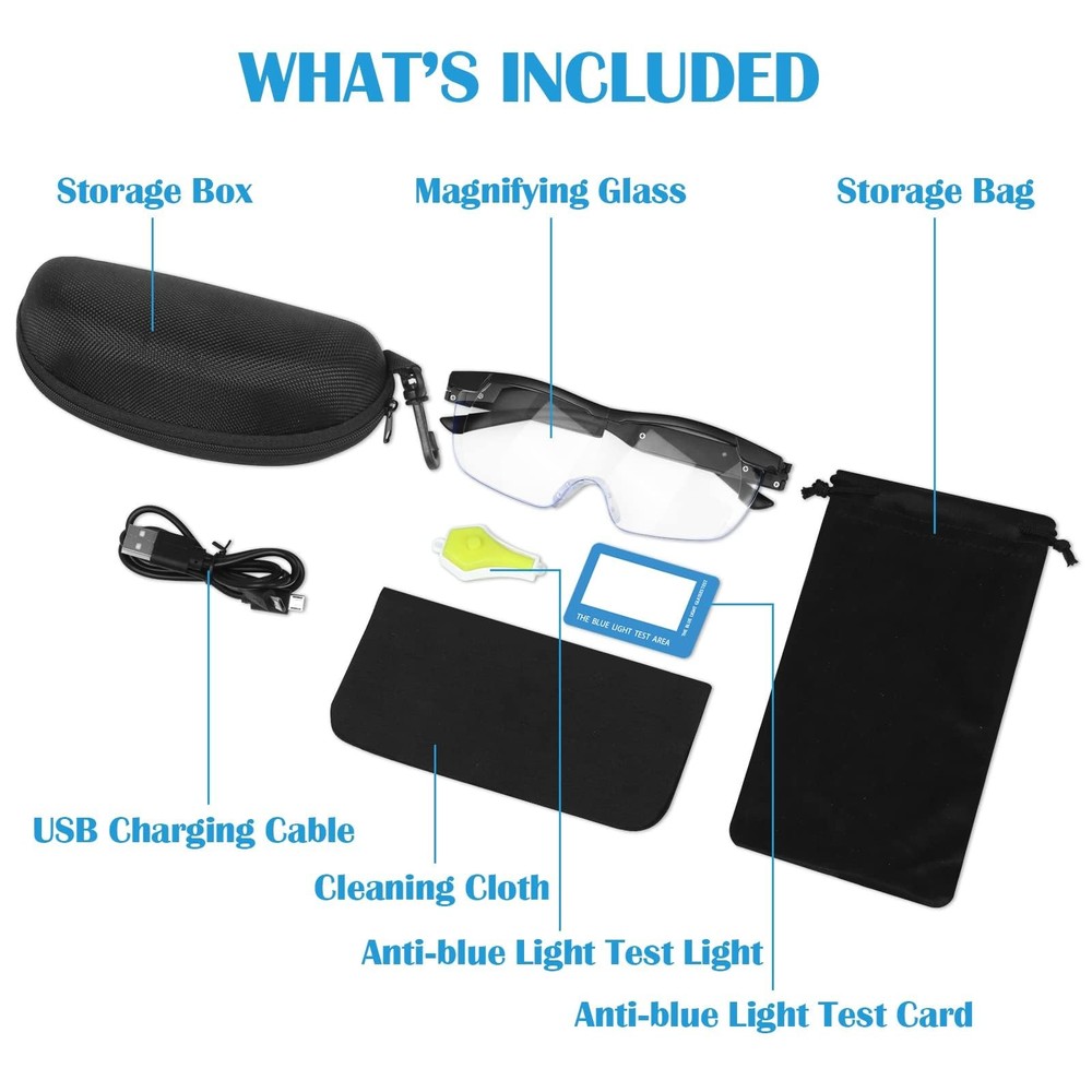 Magnifying Glasses with Light, 200% Magnification, USB Rechargeable Lighted M...
