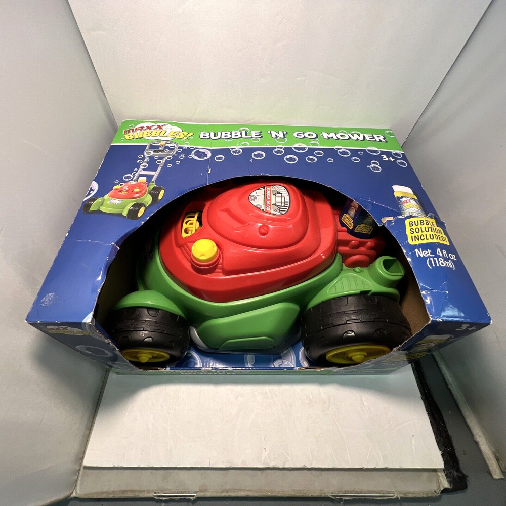 Maxx Bubbles Bubble-N-Go Toy Mower with Refill Solution NIB