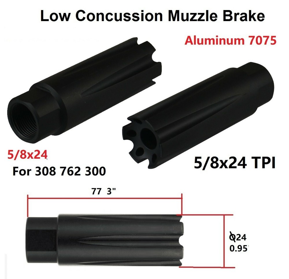 Competition 5/8x24 Thread Low Concussion Muzzle Brake Compensator For 308 .308