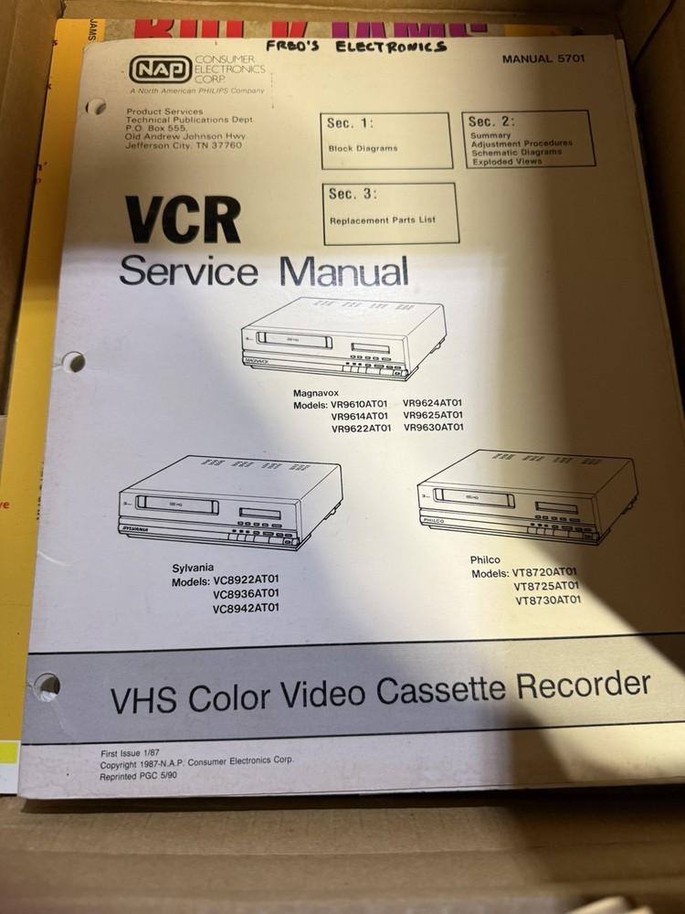 Original VCR Service Manuals