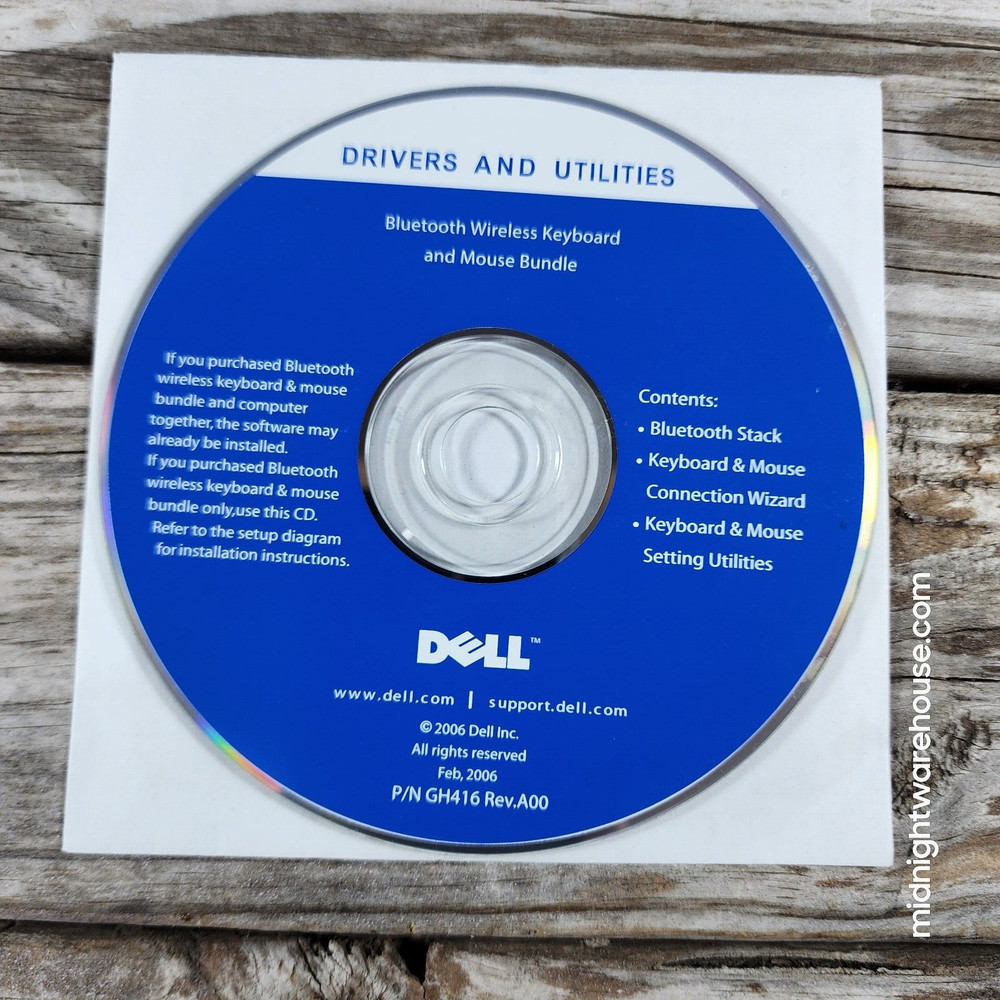 Dell Bluetooth Wireless Keyboard & Mouse Bundle Drivers & Utilities Install CD