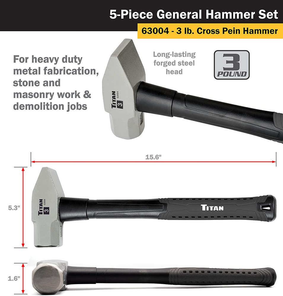 Hammer Set 5 Piece SilverAnd Black NEW