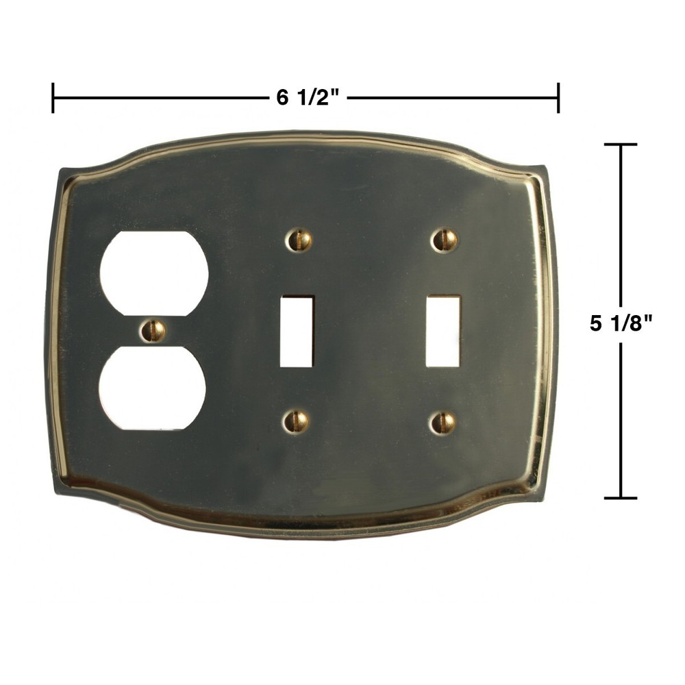 Switchplate Bright Solid Brass Double Toggle/Outlet | Renovator's Supply