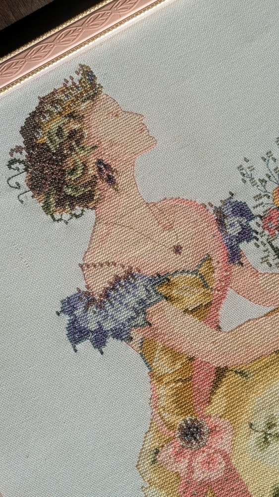 Mirabilia Discontinued SPRING QUEEN Framed Completed Cross Stitch