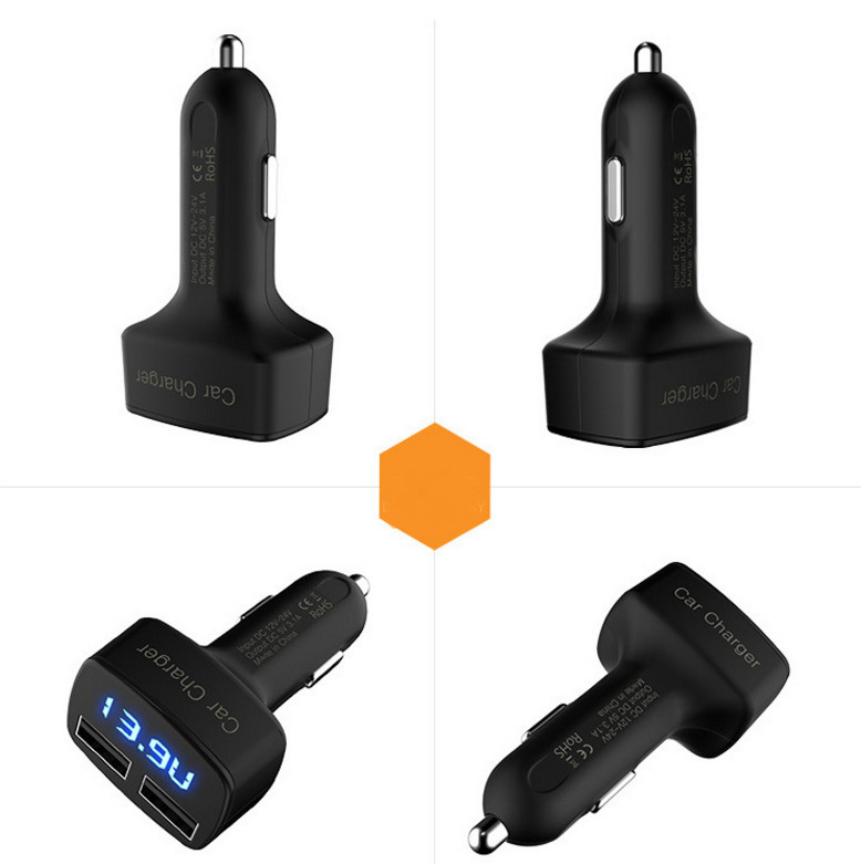 Lighter Digital Voltage Thermo Meter Voltmeter 2 USB Charger Auto Car