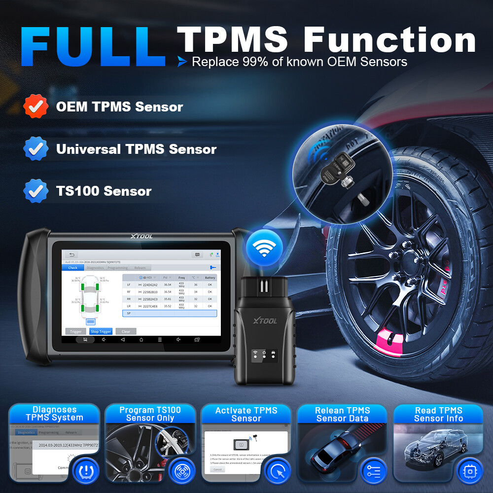 2025 XTOOL IP819TP OBD2 Scanner Full TPMS Diagnostics/Relearn/Reset/Programming