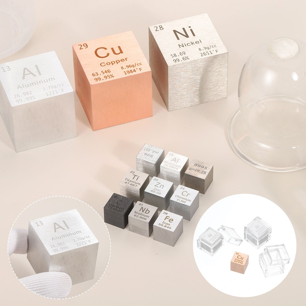 2Pcs Chromium Cube, 1" High Density Metal Element Cube for Education, Silver