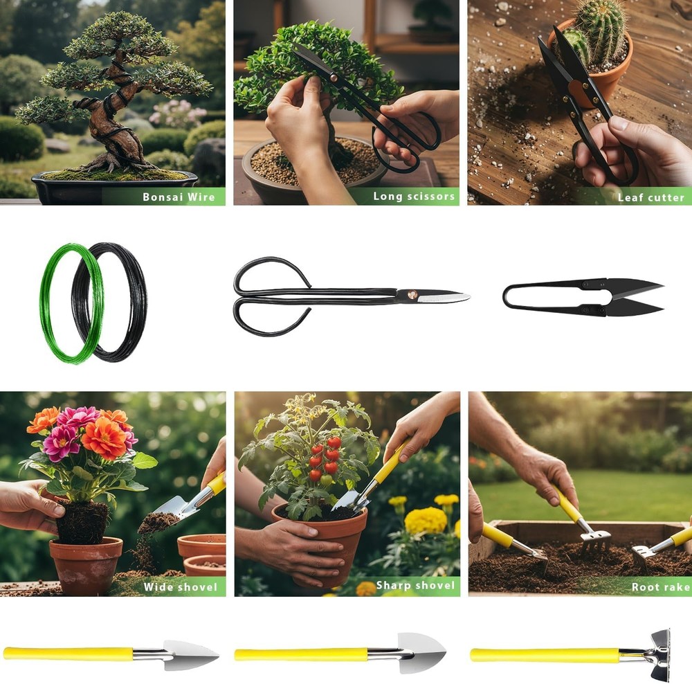 Bonsai Tools Set 7Pcs, MOSFiATA Bonsai Tree Tools Kit Succulent Trimming Tools I