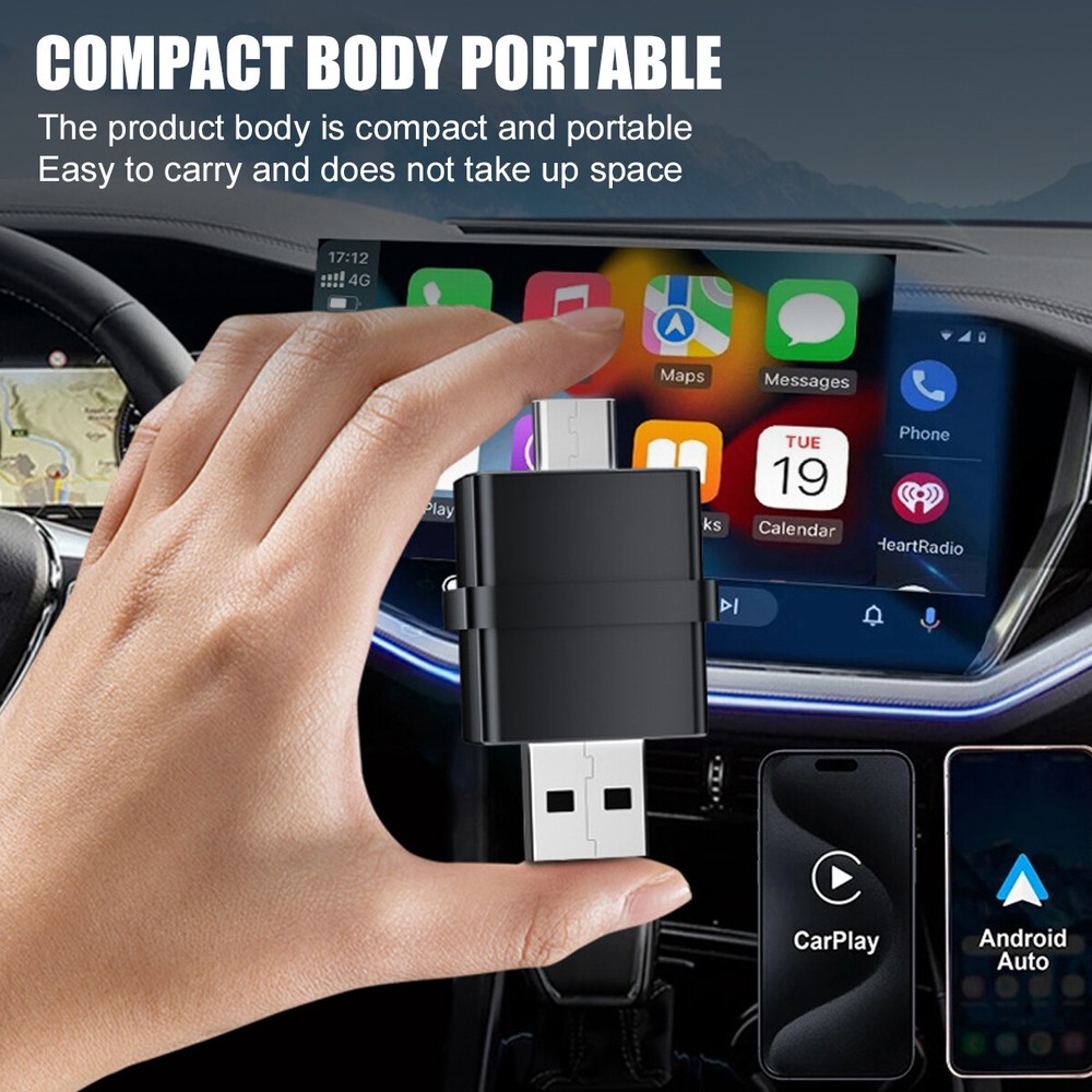 2in1 Mini Carplay Wireless Adapter USB Bluetooth Dongle for iPhone Android Auto