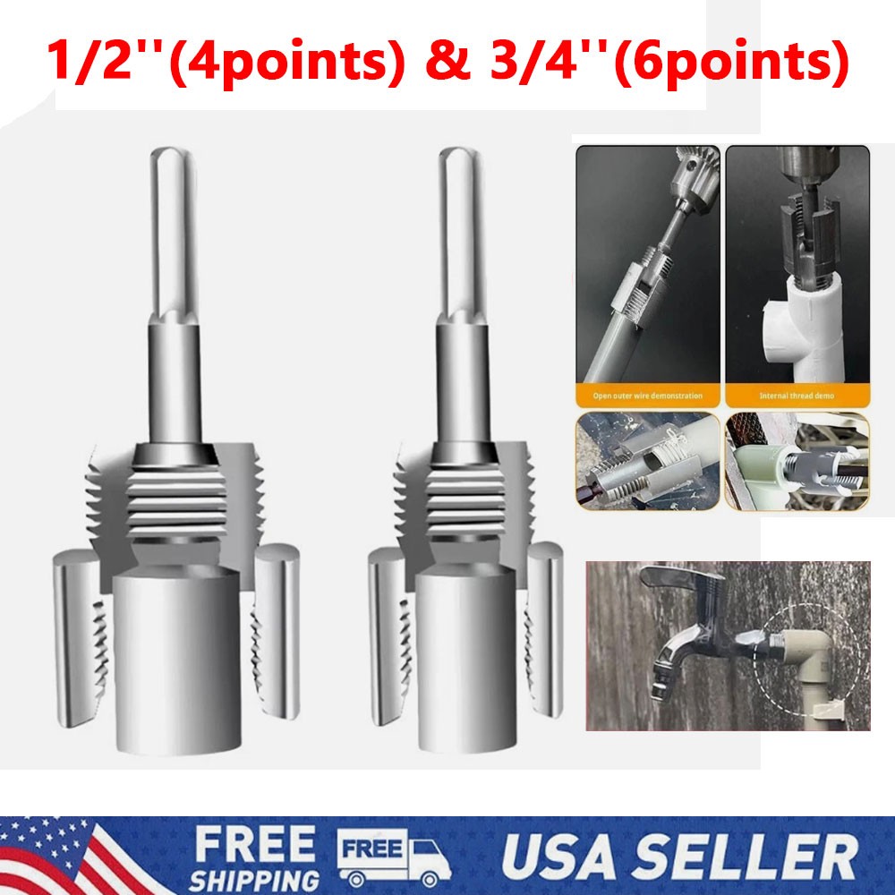 2Pcs 1/2'' 3/4'' Water Pipe Threading Tool Integrated Internal & External Pipe