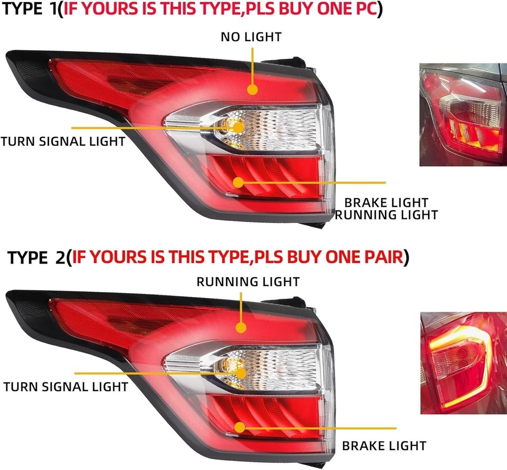 Left Driver Side Tail Light Assembly with Bulb Compatible with Ford Escape .....