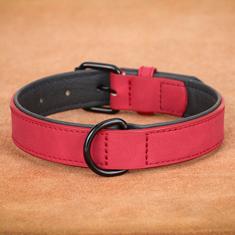 Leather Dog Collar Small Medium Large Soft Padded Adjustable for Pets Durable