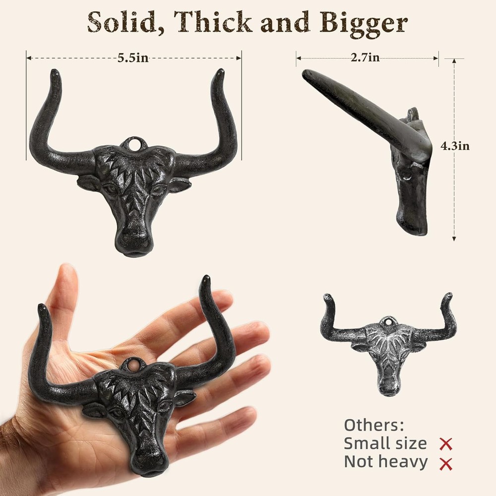 Cowboy Hat Rack for Wall 2 Pack Hook Cast 2 Pack, Antique Rust