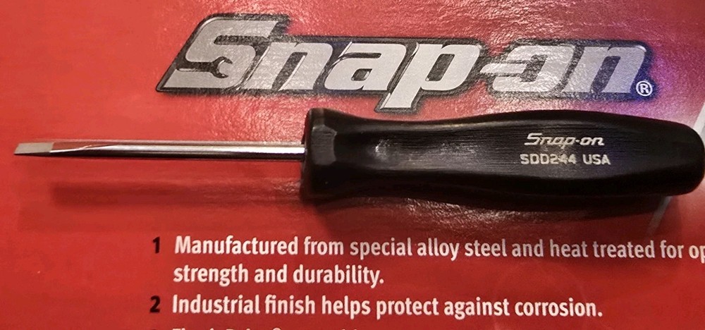 Snap-On Tools SDD244 Black Hard Plastic Handle FINE FLAT Tip Mini Screwdriver