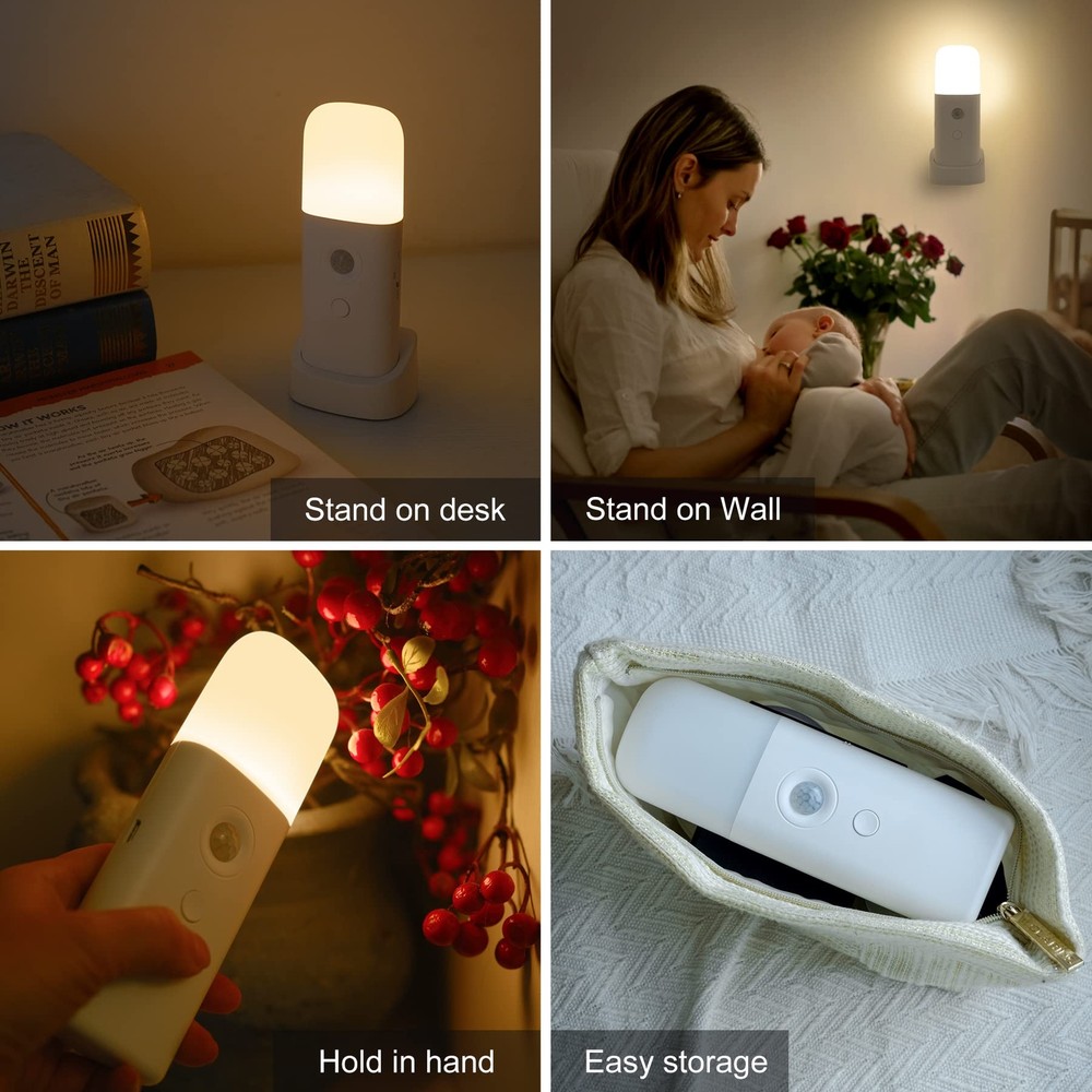 Rechargeable Motion Sensor Night Light Battery Operated nightlights Dimmable ...