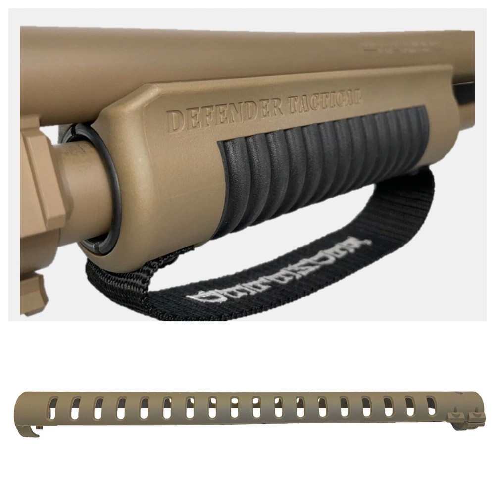 FDE TAN Mossberg Shockwave Heat Shield + Defender Pebble Forend CUSTOM ROUGH MOD