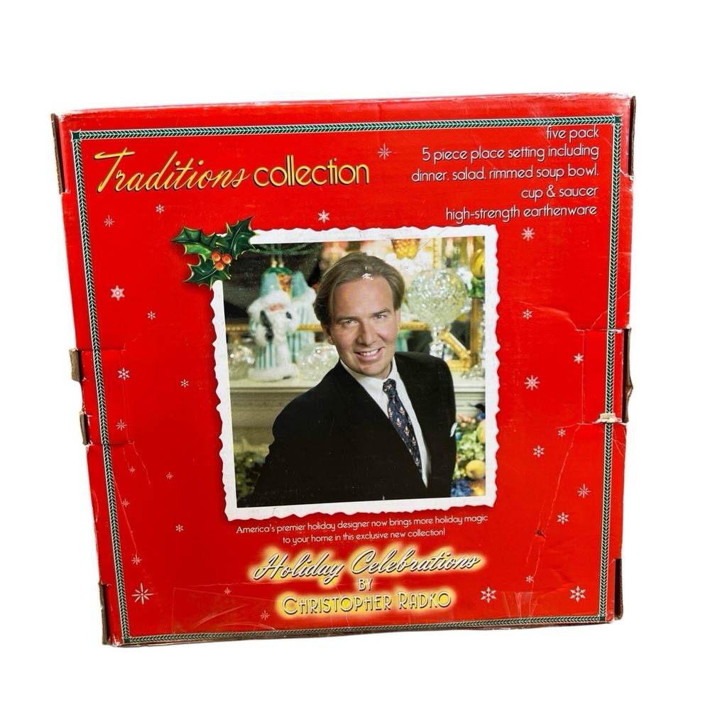 NIB Christopher Radko Holiday Celebrations 5-Piece Setting Dinnerware Christmas