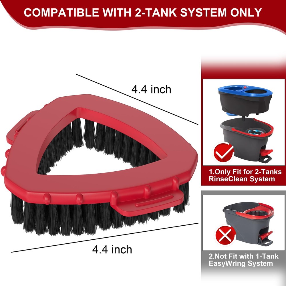 Spin Mop Brush Replacement, Heavy Duty Cleaning For Floors, Red