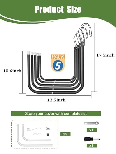 5 Pack Solar Pool Cover Holder, Adjustable Solar Cover Hooks Keep Solar Black