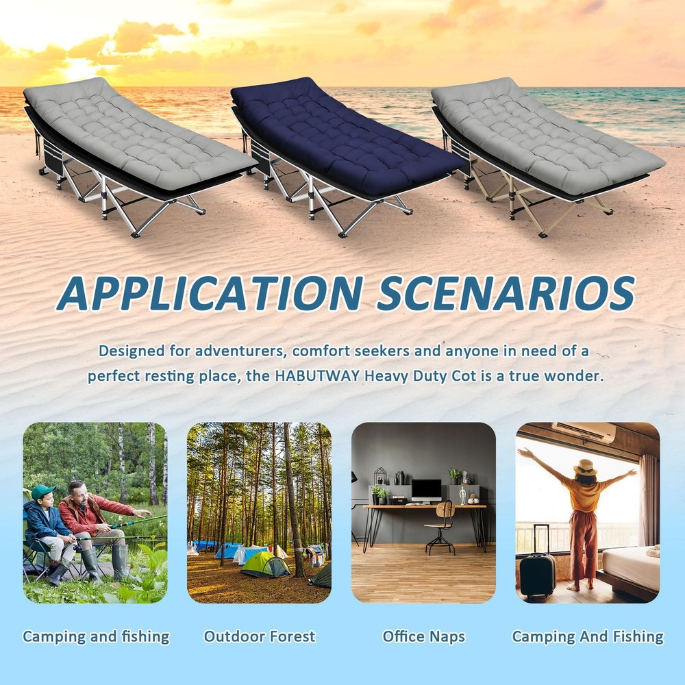 Camping Cots for Adults with 600lbs Load Capacity, Folding Camping Cot with M...