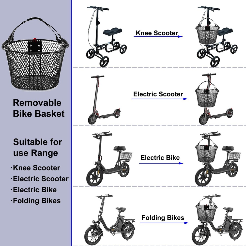 Knee Scooter Basket Accessory - Quick Release, Fits Most Models