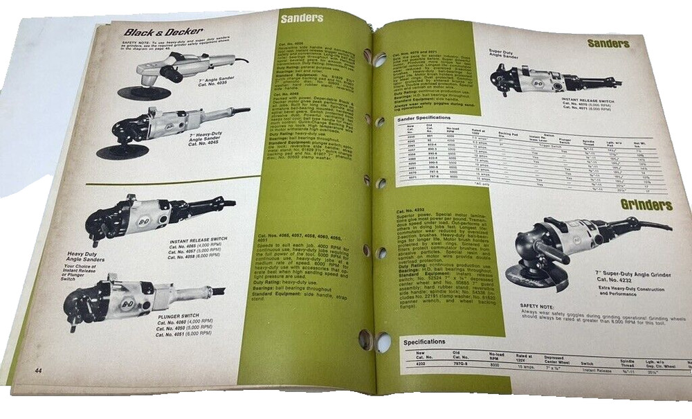 1972 Black & Decker B&D Power Tool Catalog Drill Sander Grinder Tools