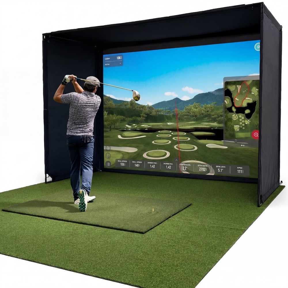 Golf Simulator Hitting Screen Backdrop Enclosure for Trackman SkyTrak Garmin