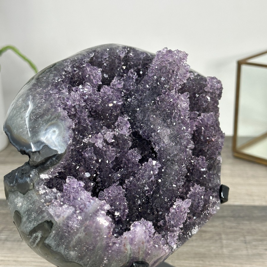 Deep Purple Amethyst Geode on Elegant Stand. MWS2765