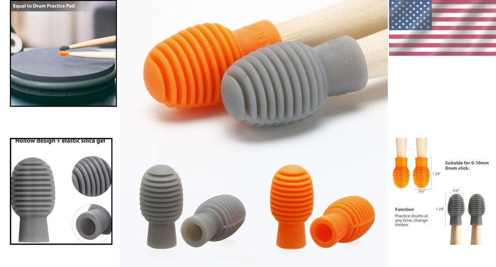 4 Pack of Lightweight Drumstick Silent Tips - Convenient Practice Accessory