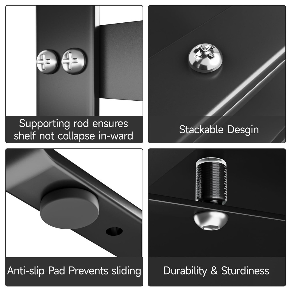 2Pack 16.5-27’’L Expandable Kitchen Shelf Organizer, Stackable Shelv