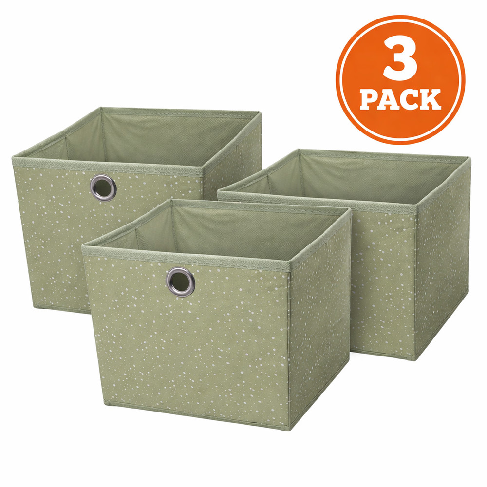 3 Pack Storage Bins 9x9x8 Cube Organizer Collapsible Fabric Green