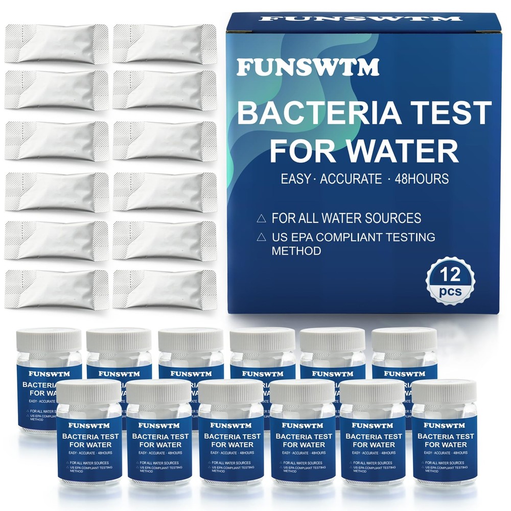Coliform Bacteria Test Kit 12-Pack Easy at-Home Well Tap, Pool, Spring, Pond