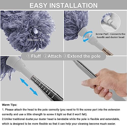 Microfiber Feather Duster Extendable Duster with 100 inches Extra Long Pole,