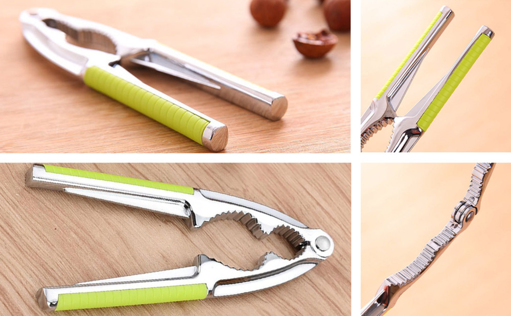Nut Cracker, 2-Pack Stainless Steel Nutcracker with Non-Slip Handle, for Walnuts
