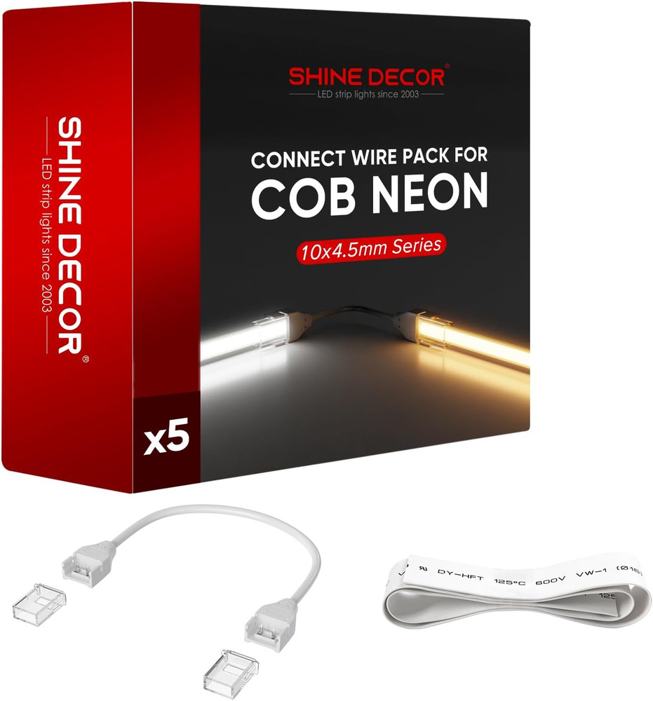 65.6Ft COB LED Neon Rope Lights with Connection Wire Pack Bundle