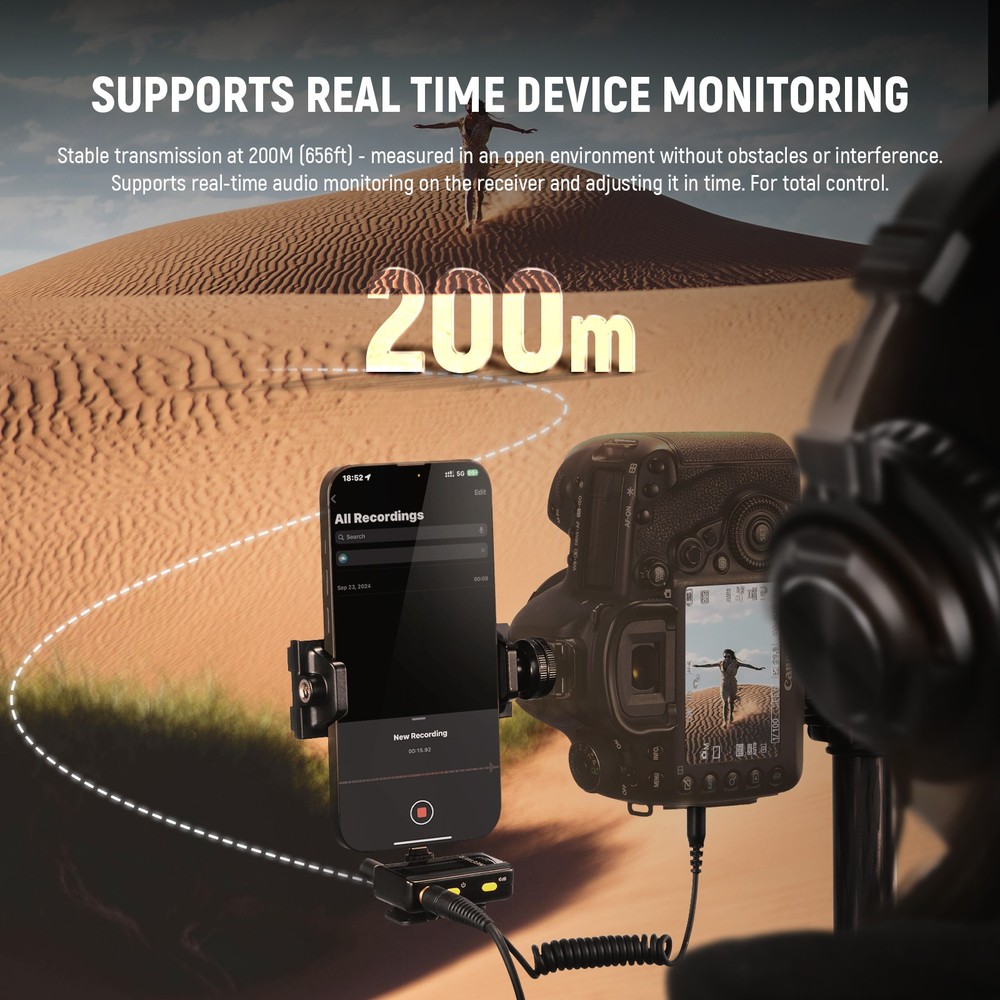 NEEWER CM28D Wireless Mic - 4GB, 9H Playtime, for iPhone/Android/PC