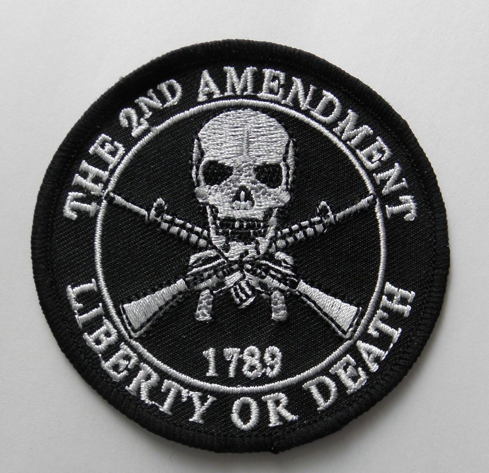Second 2nd Amendment 1789 Skull Rifles Embroidered Patch 3 inches
