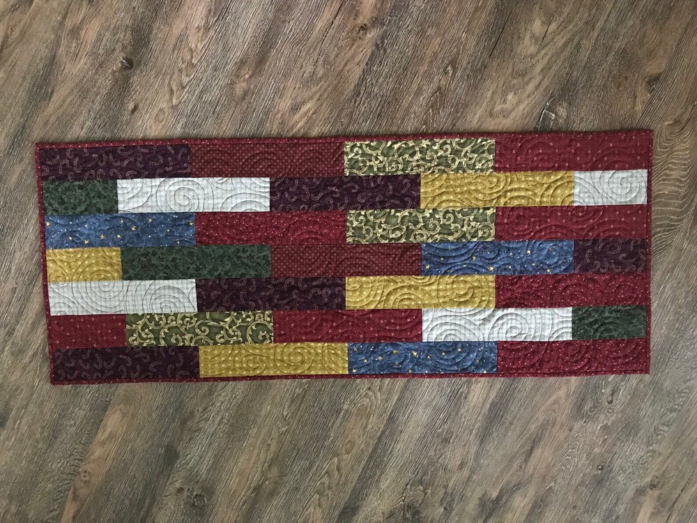 Country Strips Quilted Table Runner 16 by 40”