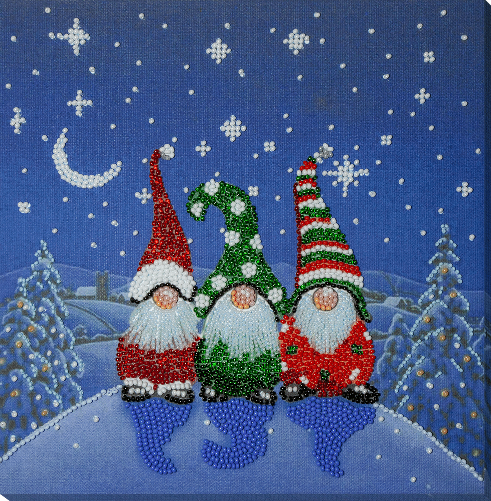 DIY Bead Embroidery Kit Three Dwarfs Beadwork Craft Beaded Stitching Art Set