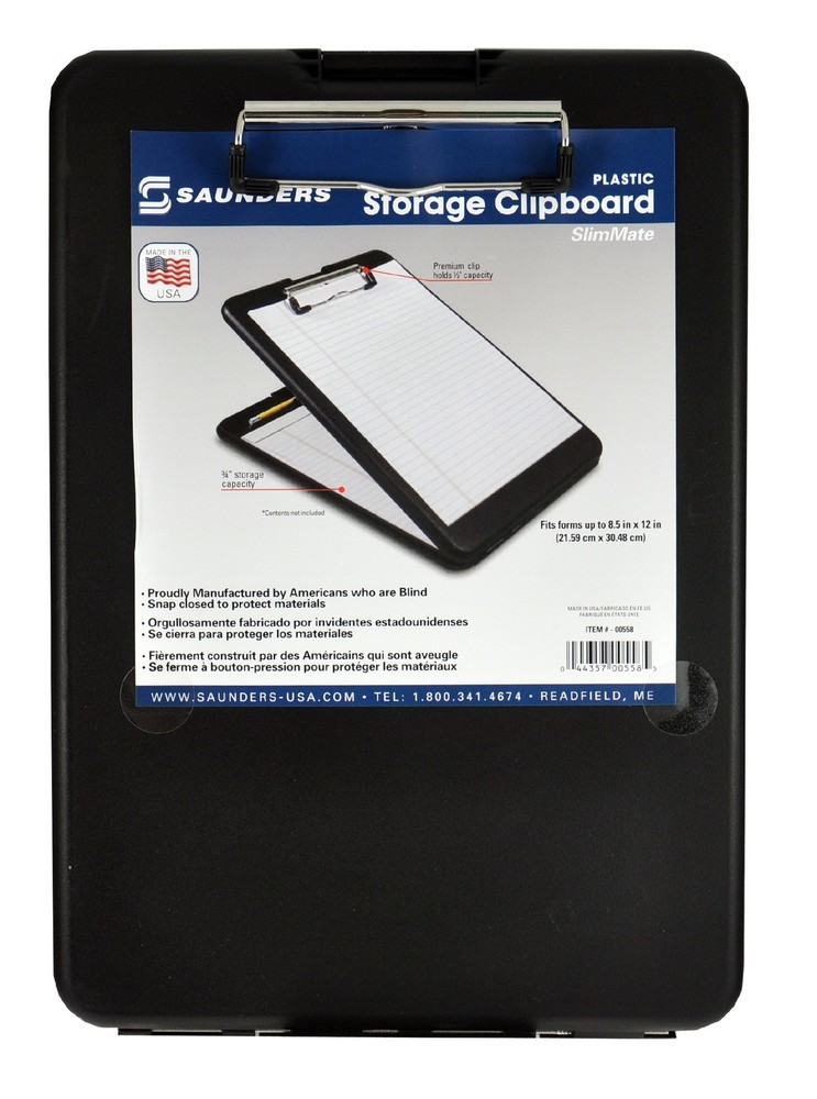 Saunders SlimMate Plastic Storage Clipboard with Snap Closure– Lightweight Po...