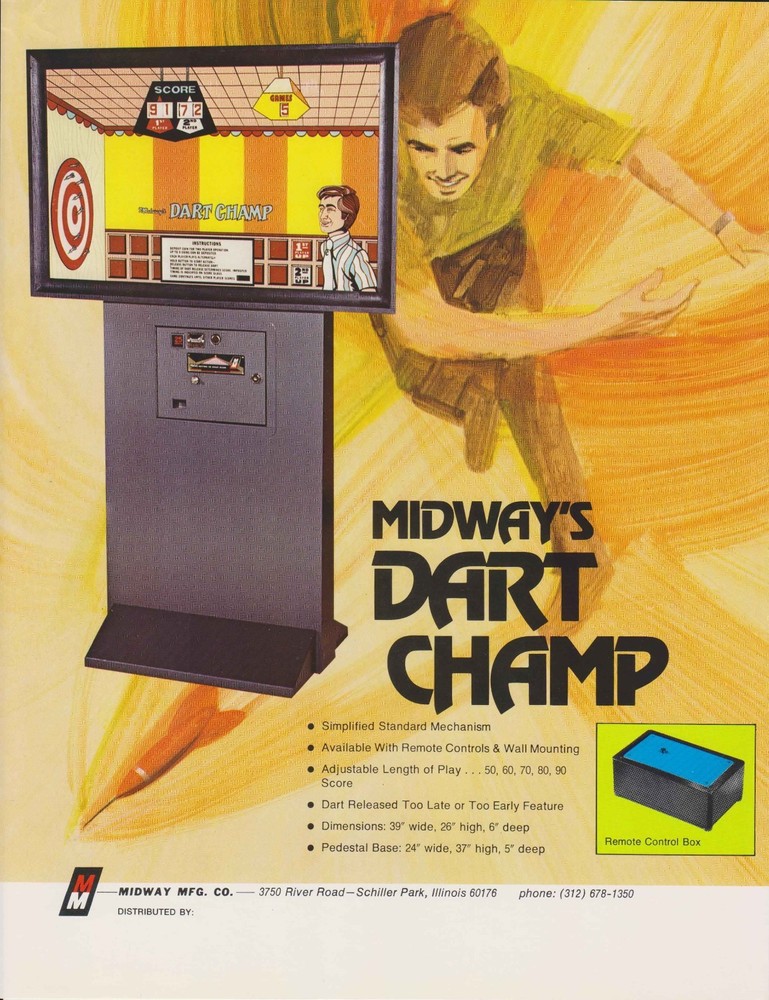 1972 MIDWAY DART CHAMP ARCADE FLYER