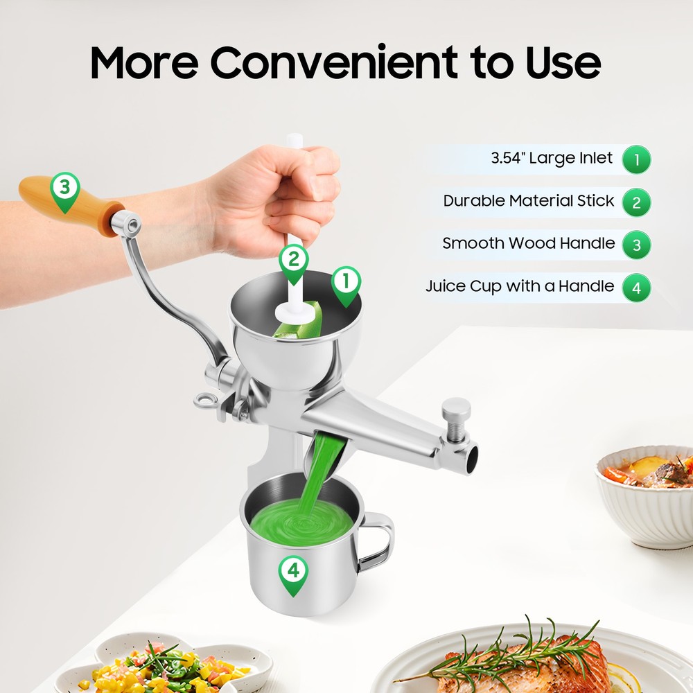 Manual Wheatgrass Juicer Hand Press Wheat Grass Fruit Juicing Extractor Silver