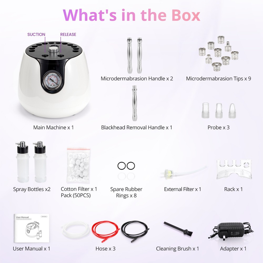 Diamond Microdermabrasion Device Vacuum Blackhead Extractor 9 Diamond Tips