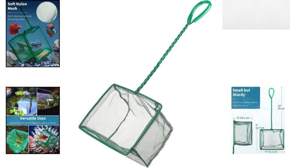 Durable 6-Inch Fish Catching Net with Rust Resistant Handle for Ponds & Tanks
